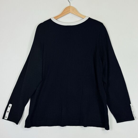 Lane Bryant Black Half Button Front Fine Knit Pullover Sweater Women's 22 24 - Picture 4 of 5